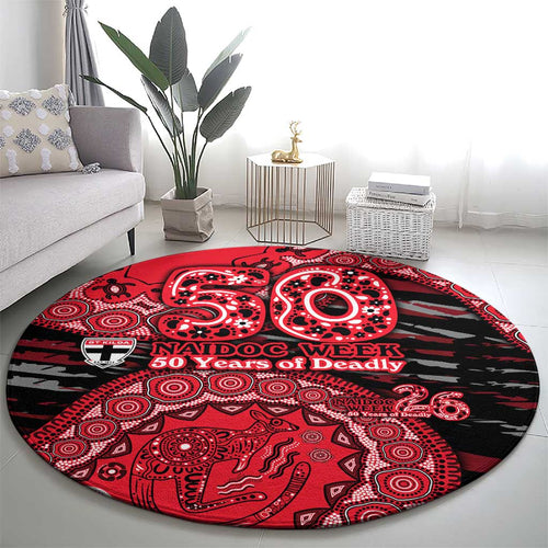 St Kilda Saints NAIDOC Week 2026 Round Carpet Australian Aboriginal Dot Art Dreamtime Pattern Style