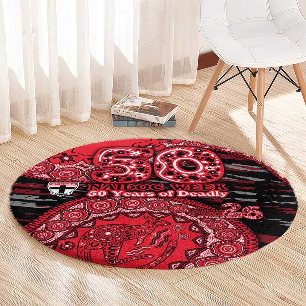 St Kilda Saints NAIDOC Week 2026 Round Carpet Australian Aboriginal Dot Art Dreamtime Pattern Style