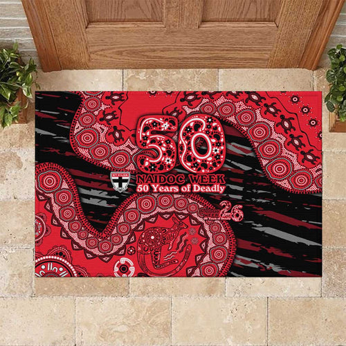 St Kilda Saints NAIDOC Week 2026 Rubber Doormat Australian Aboriginal Dot Art Dreamtime Pattern Style