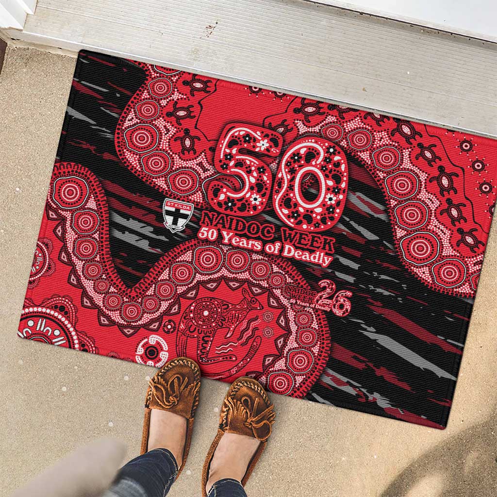 St Kilda Saints NAIDOC Week 2026 Rubber Doormat Australian Aboriginal Dot Art Dreamtime Pattern Style