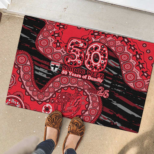 St Kilda Saints NAIDOC Week 2026 Rubber Doormat Australian Aboriginal Dot Art Dreamtime Pattern Style