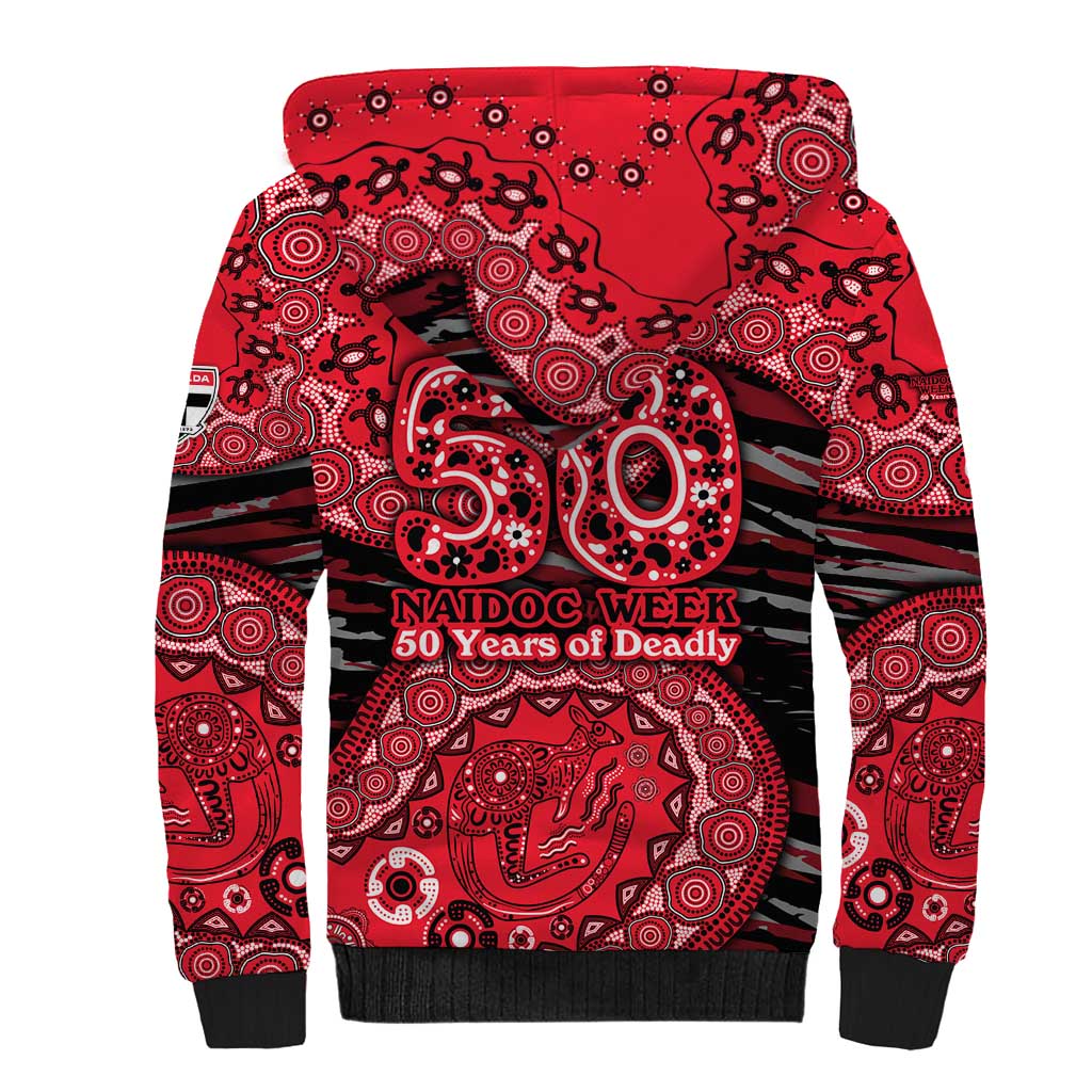St Kilda Saints NAIDOC Week 2026 Sherpa Hoodie Australian Aboriginal Dot Art Dreamtime Pattern Style