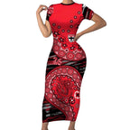St Kilda Saints NAIDOC Week 2026 Short Sleeve Bodycon Dress Australian Aboriginal Dot Art Dreamtime Pattern Style