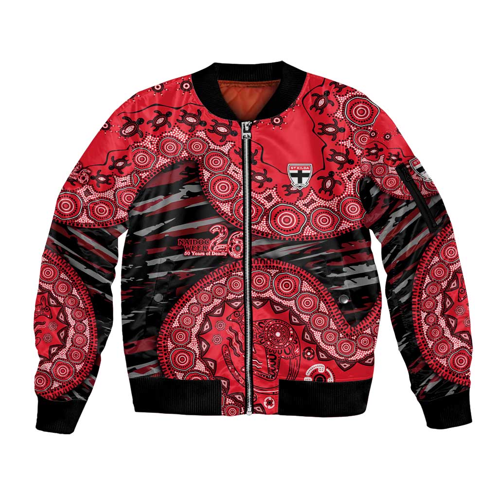 St Kilda Saints NAIDOC Week 2026 Sleeve Zip Bomber Jacket Australian Aboriginal Dot Art Dreamtime Pattern Style