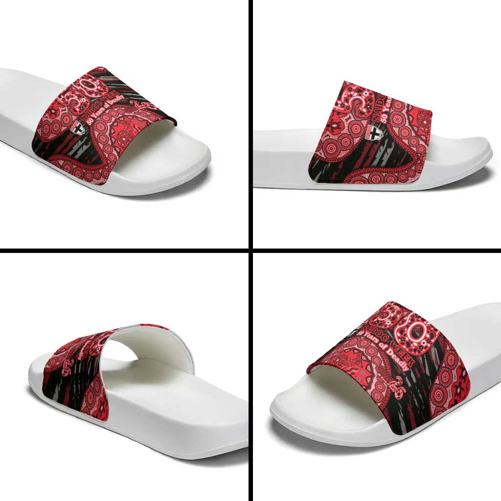 St Kilda Saints NAIDOC Week 2026 Slide Sandals Australian Aboriginal Dot Art Dreamtime Pattern Style