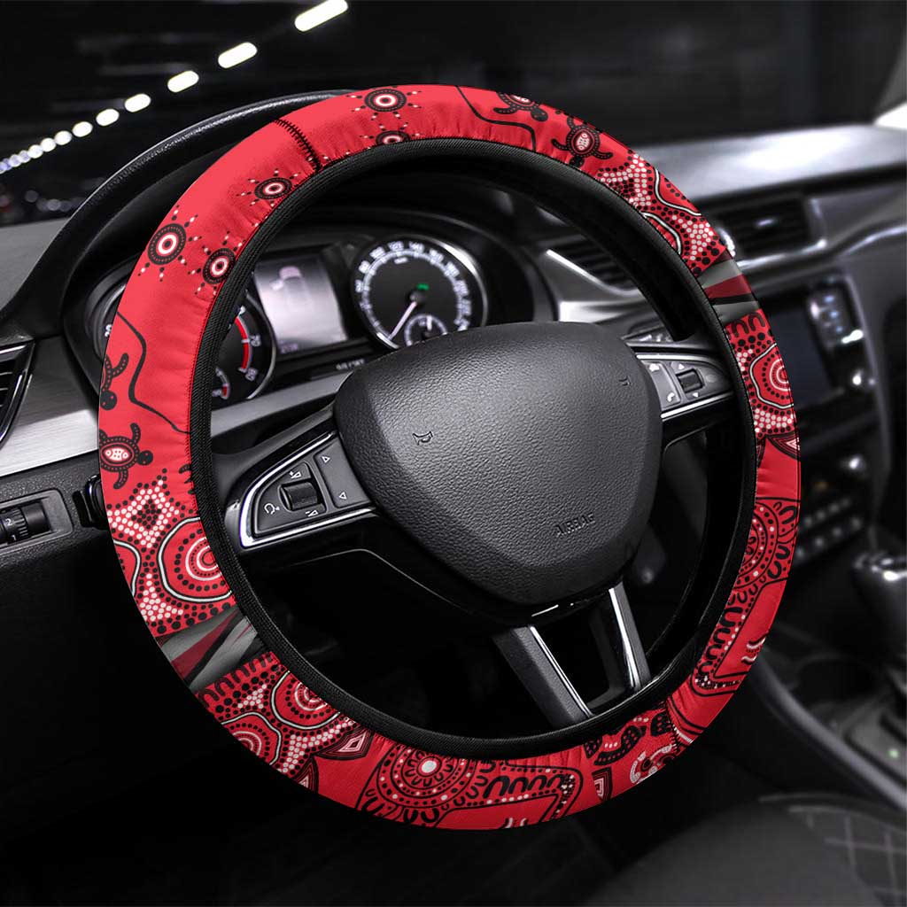 St Kilda Saints NAIDOC Week 2026 Steering Wheel Cover Australian Aboriginal Dot Art Dreamtime Pattern Style