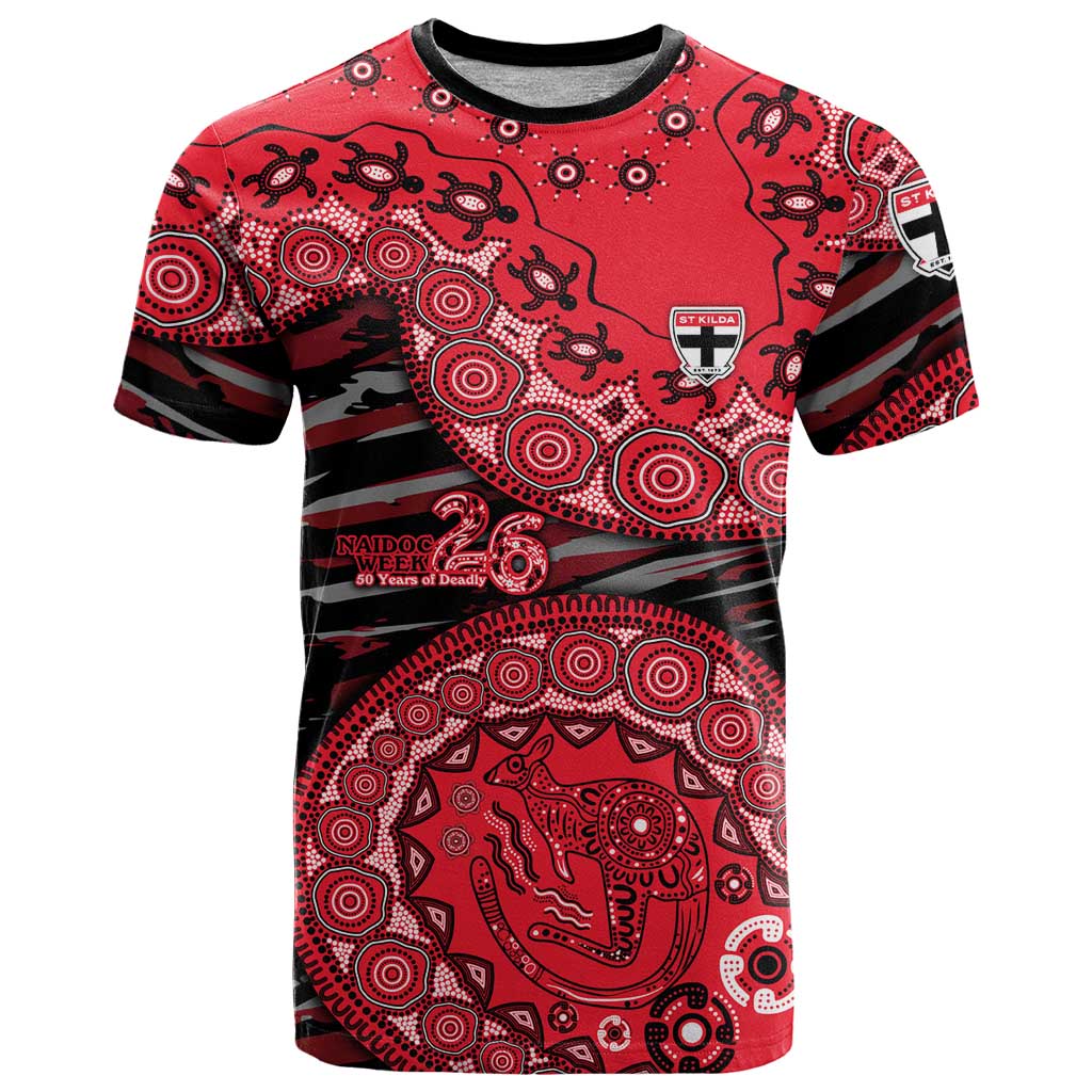 St Kilda Saints NAIDOC Week 2026 T Shirt Australian Aboriginal Dot Art Dreamtime Pattern Style