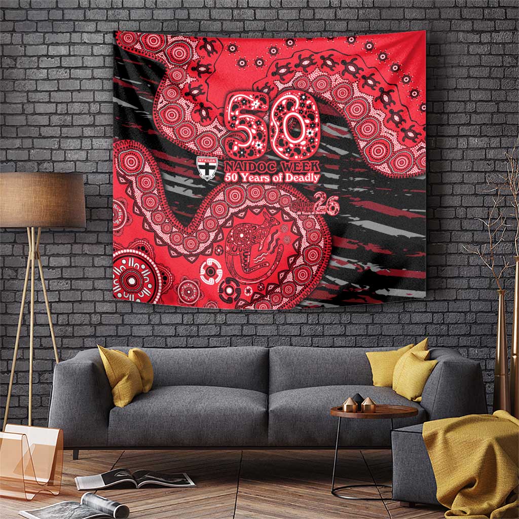 St Kilda Saints NAIDOC Week 2026 Tapestry Australian Aboriginal Dot Art Dreamtime Pattern Style