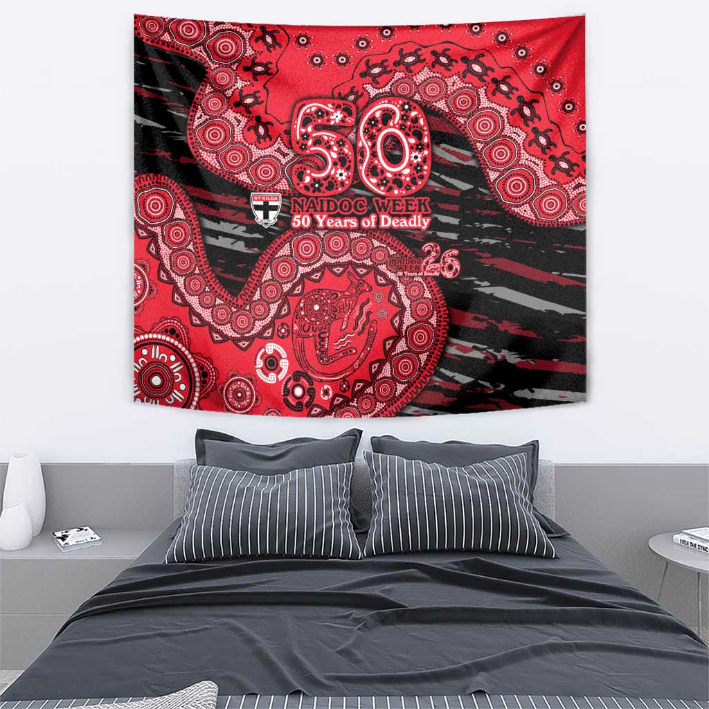 St Kilda Saints NAIDOC Week 2026 Tapestry Australian Aboriginal Dot Art Dreamtime Pattern Style