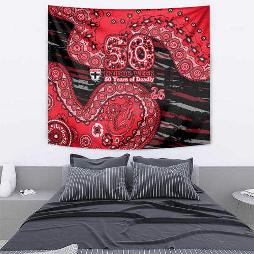 St Kilda Saints NAIDOC Week 2026 Tapestry Australian Aboriginal Dot Art Dreamtime Pattern Style