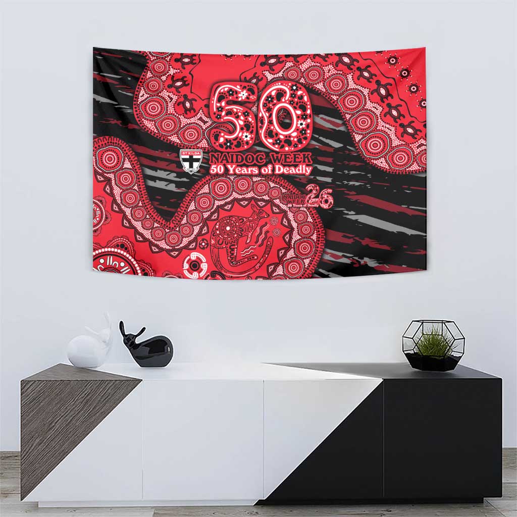 St Kilda Saints NAIDOC Week 2026 Tapestry Australian Aboriginal Dot Art Dreamtime Pattern Style