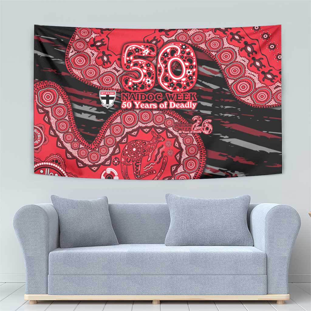 St Kilda Saints NAIDOC Week 2026 Tapestry Australian Aboriginal Dot Art Dreamtime Pattern Style