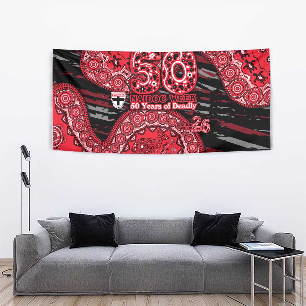 St Kilda Saints NAIDOC Week 2026 Tapestry Australian Aboriginal Dot Art Dreamtime Pattern Style