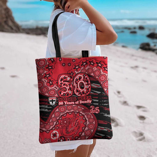 St Kilda Saints NAIDOC Week 2026 Tote Bag Australian Aboriginal Dot Art Dreamtime Pattern Style