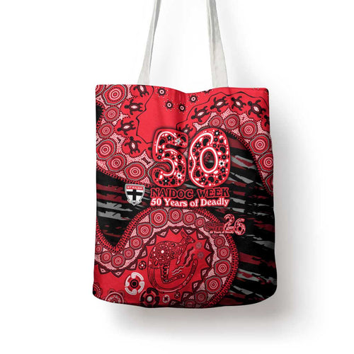 St Kilda Saints NAIDOC Week 2026 Tote Bag Australian Aboriginal Dot Art Dreamtime Pattern Style