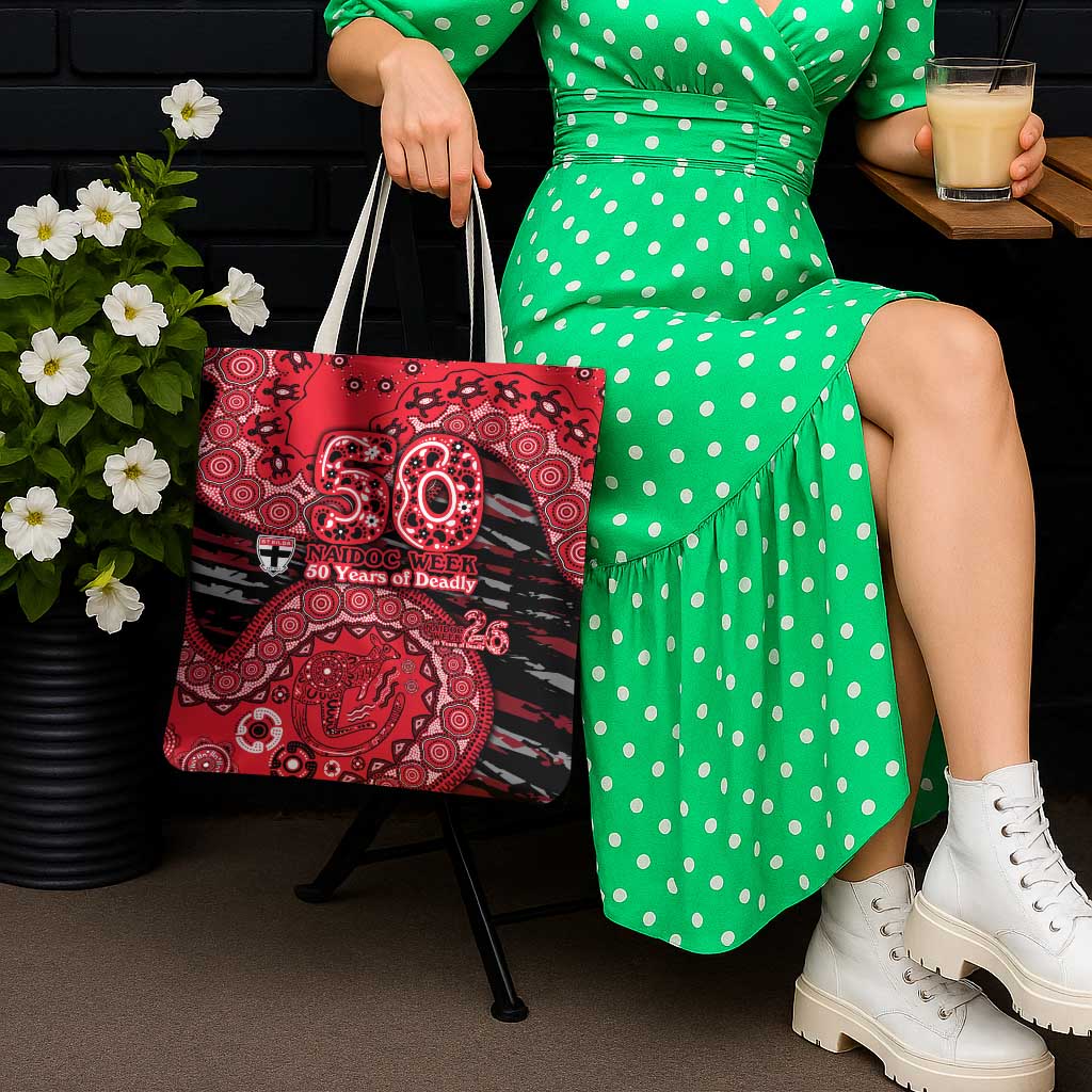 St Kilda Saints NAIDOC Week 2026 Tote Bag Australian Aboriginal Dot Art Dreamtime Pattern Style