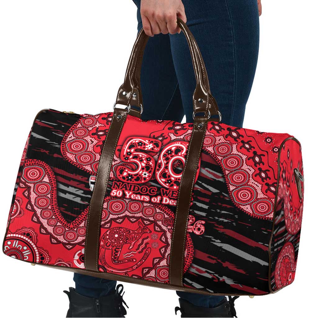St Kilda Saints NAIDOC Week 2026 Travel Bag Australian Aboriginal Dot Art Dreamtime Pattern Style