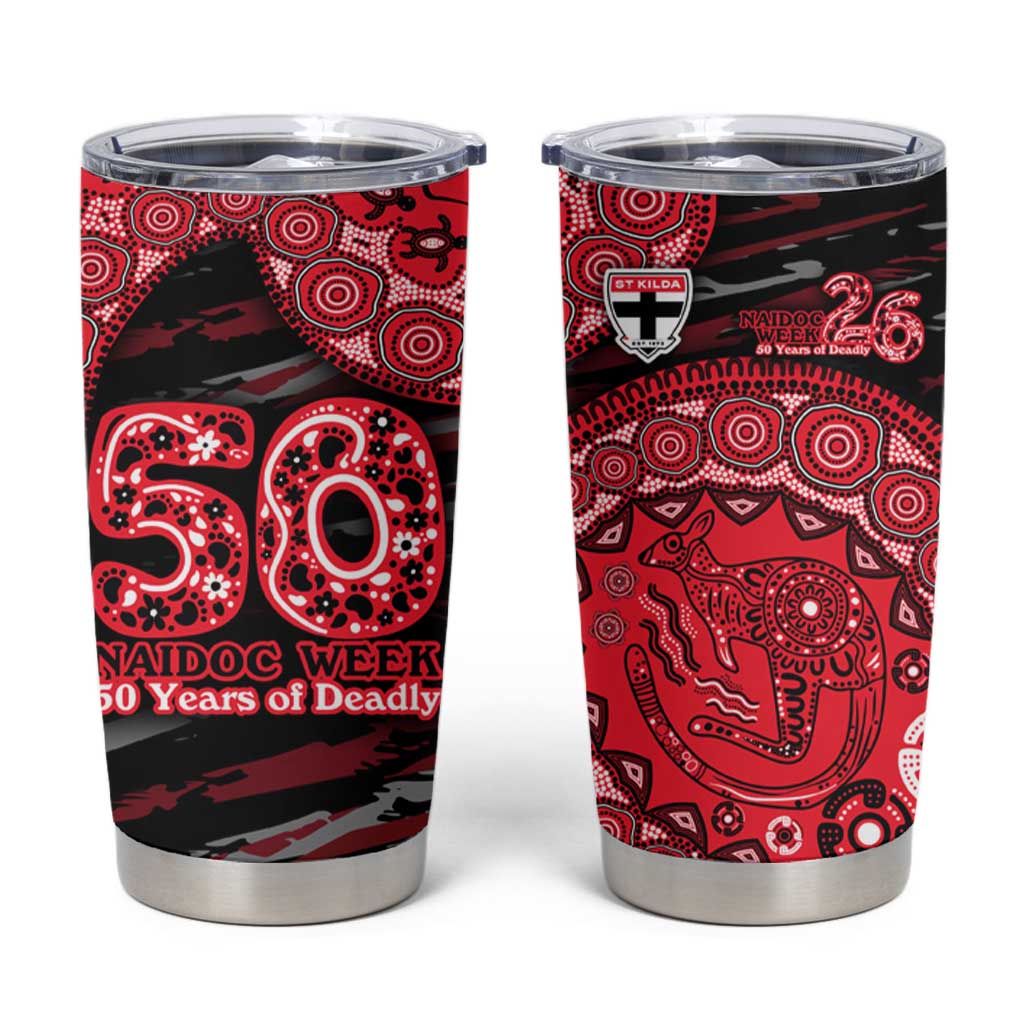 St Kilda Saints NAIDOC Week 2026 Tumbler Cup Australian Aboriginal Dot Art Dreamtime Pattern Style