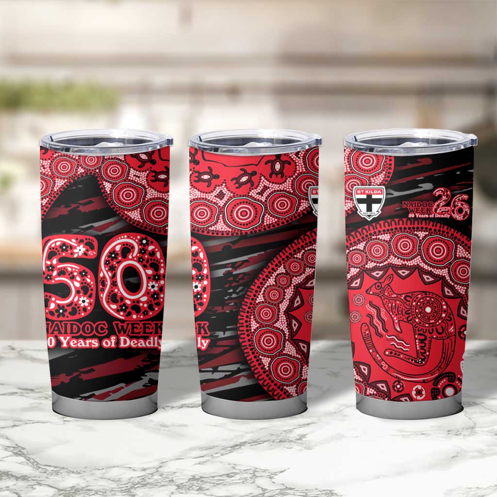 St Kilda Saints NAIDOC Week 2026 Tumbler Cup Australian Aboriginal Dot Art Dreamtime Pattern Style