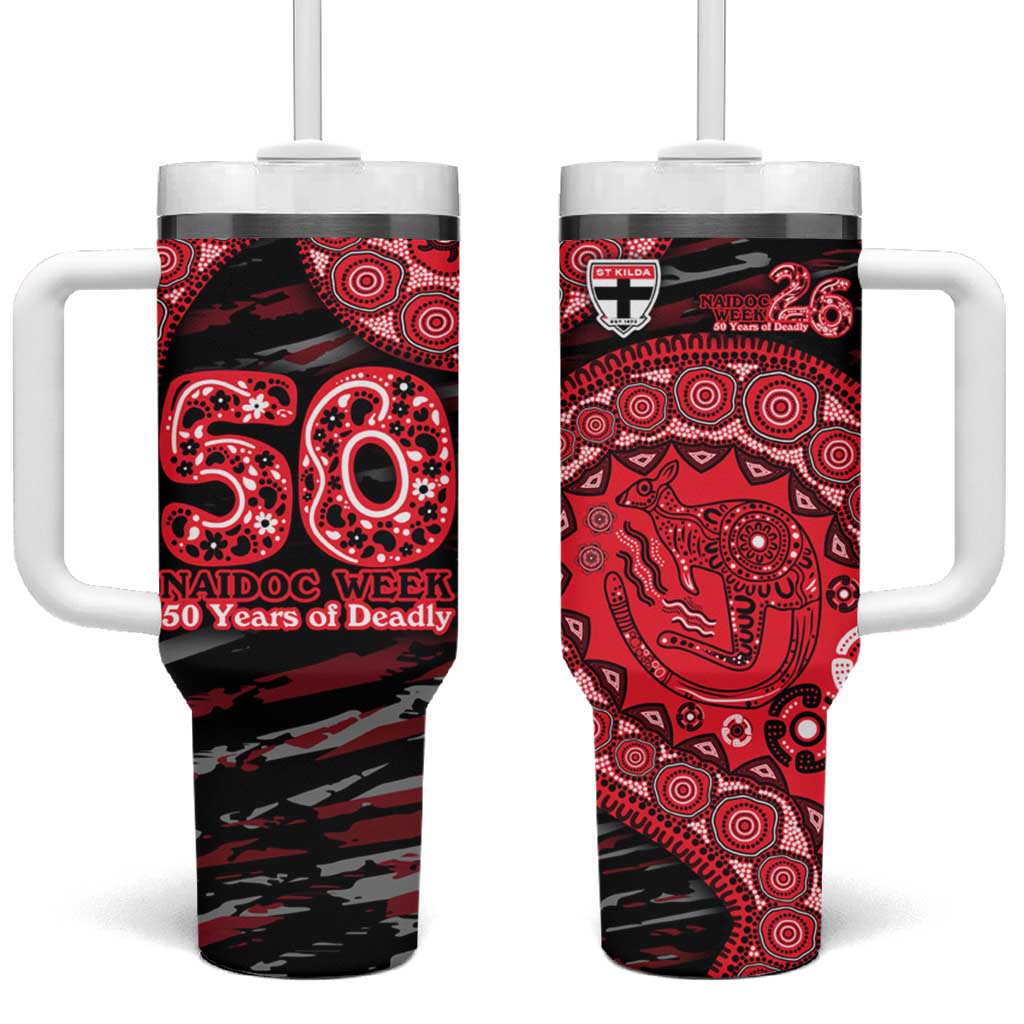 St Kilda Saints NAIDOC Week 2026 Tumbler With Handle Australian Aboriginal Dot Art Dreamtime Pattern Style