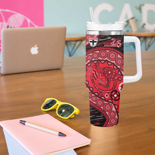 St Kilda Saints NAIDOC Week 2026 Tumbler With Handle Australian Aboriginal Dot Art Dreamtime Pattern Style