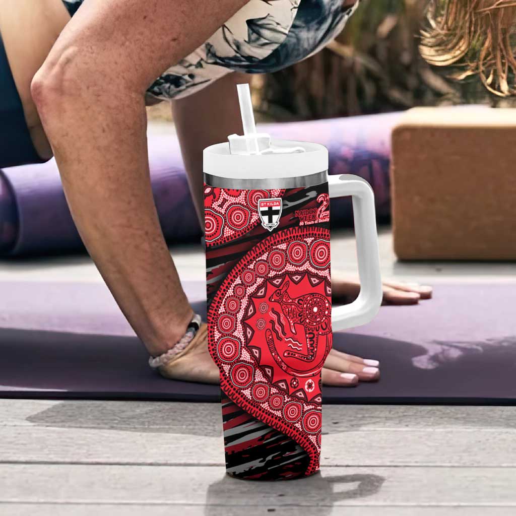 St Kilda Saints NAIDOC Week 2026 Tumbler With Handle Australian Aboriginal Dot Art Dreamtime Pattern Style