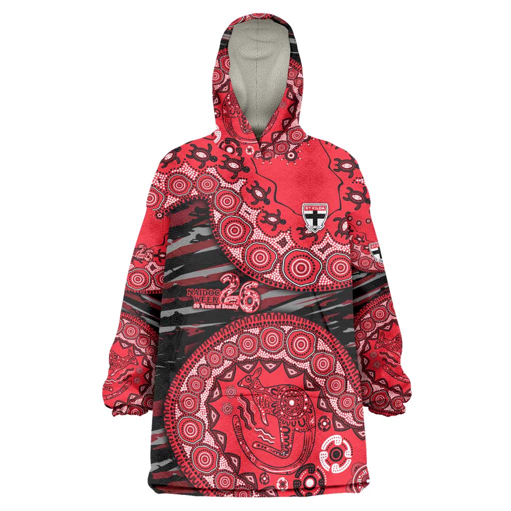 St Kilda Saints NAIDOC Week 2026 Wearable Blanket Hoodie Australian Aboriginal Dot Art Dreamtime Pattern Style