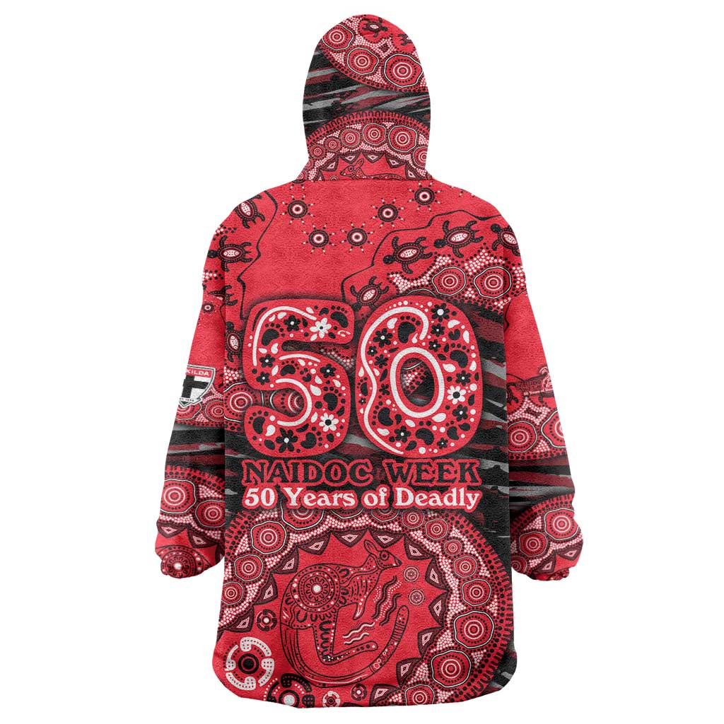 St Kilda Saints NAIDOC Week 2026 Wearable Blanket Hoodie Australian Aboriginal Dot Art Dreamtime Pattern Style