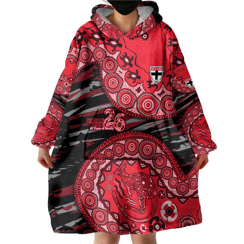 St Kilda Saints NAIDOC Week 2026 Wearable Blanket Hoodie Australian Aboriginal Dot Art Dreamtime Pattern Style