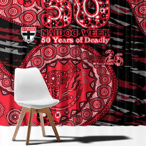 St Kilda Saints NAIDOC Week 2026 Window Curtain Australian Aboriginal Dot Art Dreamtime Pattern Style