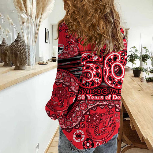 St Kilda Saints NAIDOC Week 2026 Women Casual Shirt Australian Aboriginal Dot Art Dreamtime Pattern Style