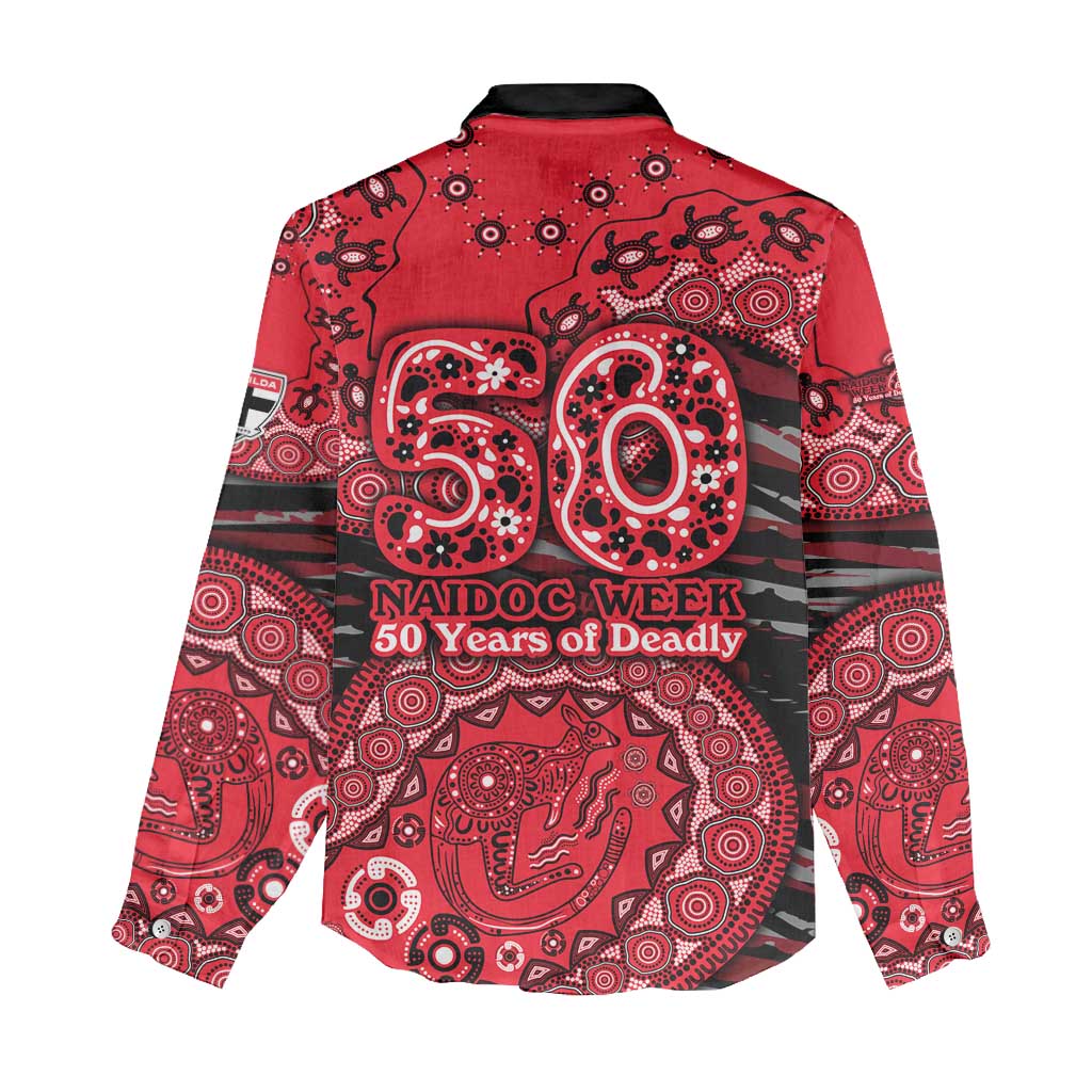 St Kilda Saints NAIDOC Week 2026 Women Casual Shirt Australian Aboriginal Dot Art Dreamtime Pattern Style