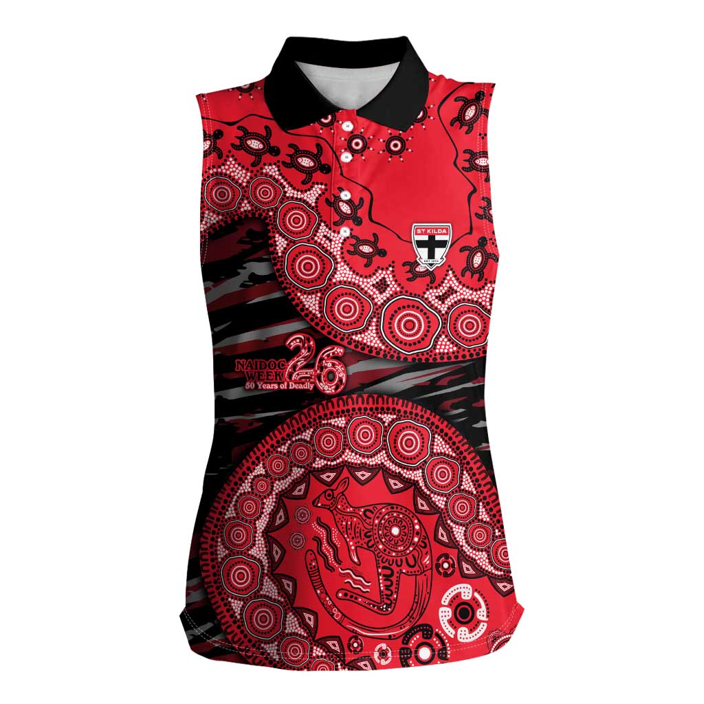 St Kilda Saints NAIDOC Week 2026 Women Sleeveless Polo Shirt Australian Aboriginal Dot Art Dreamtime Pattern Style