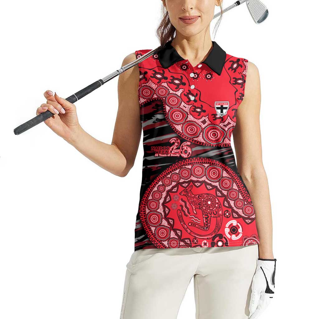 St Kilda Saints NAIDOC Week 2026 Women Sleeveless Polo Shirt Australian Aboriginal Dot Art Dreamtime Pattern Style