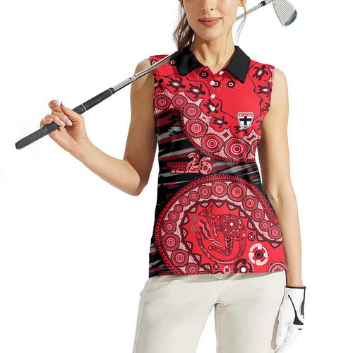 St Kilda Saints NAIDOC Week 2026 Women Sleeveless Polo Shirt Australian Aboriginal Dot Art Dreamtime Pattern Style