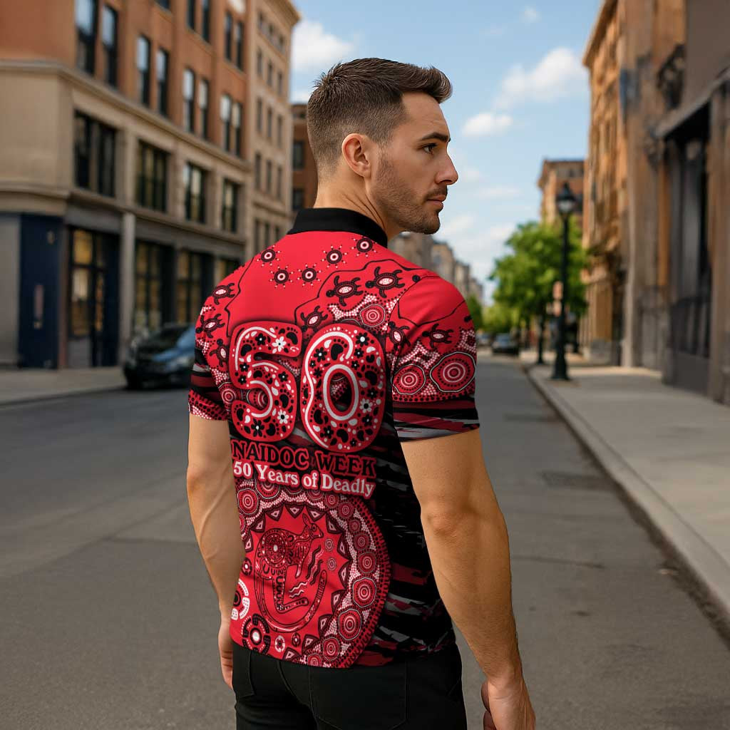 St Kilda Saints NAIDOC Week 2026 Zipper Polo Shirt Australian Aboriginal Dot Art Dreamtime Pattern Style