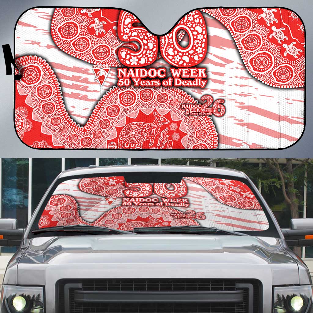 Sydney Swans NAIDOC Week 2026 Auto Sun Shade Australian Aboriginal Dot Art Dreamtime Pattern Style