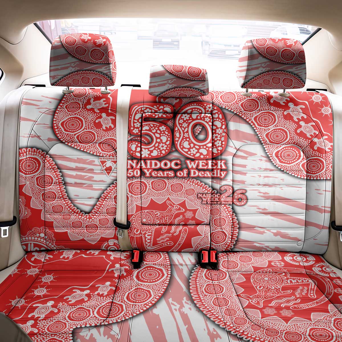 Sydney Swans NAIDOC Week 2026 Back Car Seat Cover Australian Aboriginal Dot Art Dreamtime Pattern Style