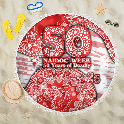 Sydney Swans NAIDOC Week 2026 Beach Blanket Australian Aboriginal Dot Art Dreamtime Pattern Style