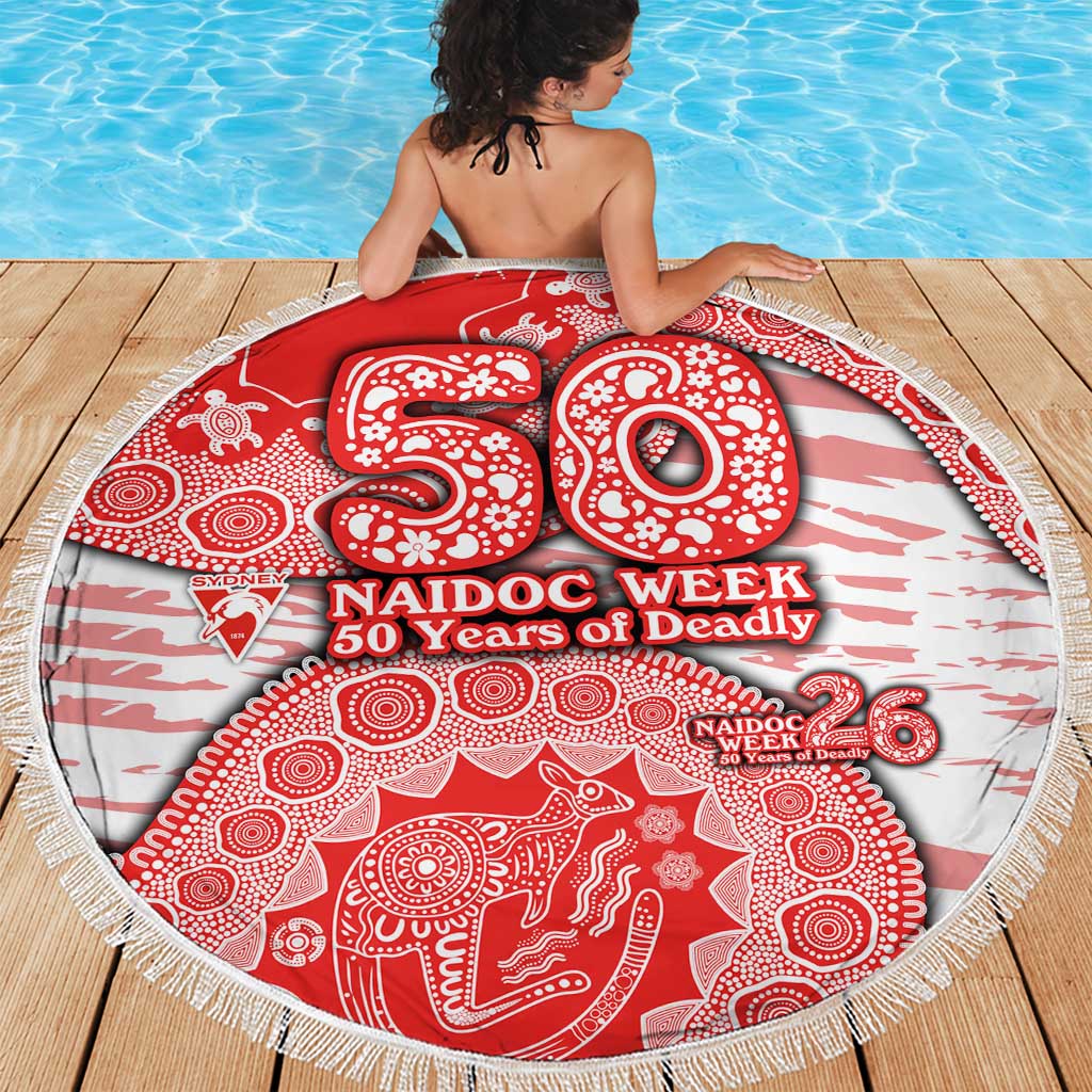 Sydney Swans NAIDOC Week 2026 Beach Blanket Australian Aboriginal Dot Art Dreamtime Pattern Style