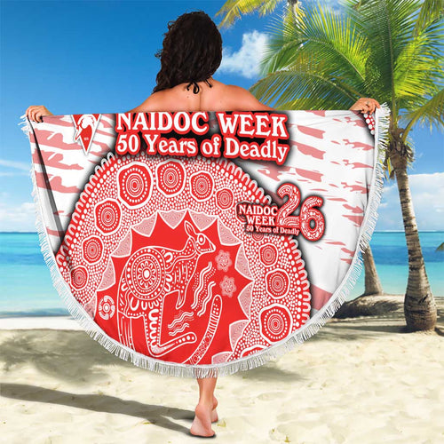 Sydney Swans NAIDOC Week 2026 Beach Blanket Australian Aboriginal Dot Art Dreamtime Pattern Style