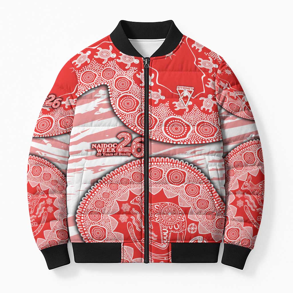 Sydney Swans NAIDOC Week 2026 Bomber Puffer Jacket Australian Aboriginal Dot Art Dreamtime Pattern Style