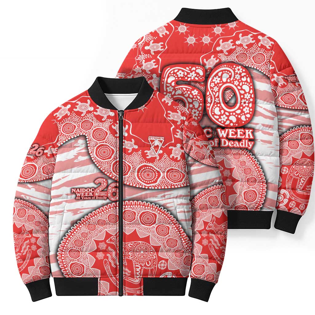 Sydney Swans NAIDOC Week 2026 Bomber Puffer Jacket Australian Aboriginal Dot Art Dreamtime Pattern Style