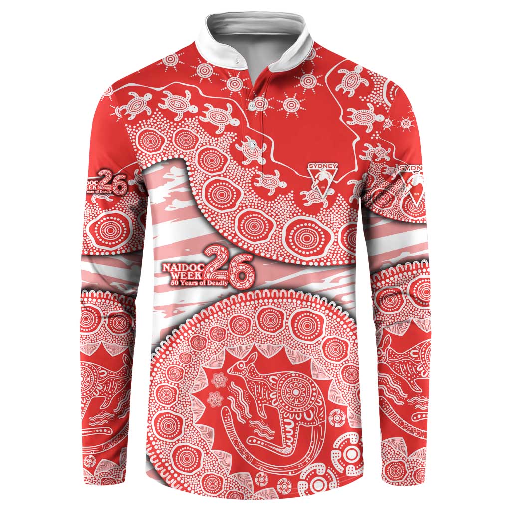 Sydney Swans NAIDOC Week 2026 Button Sweatshirt Australian Aboriginal Dot Art Dreamtime Pattern Style