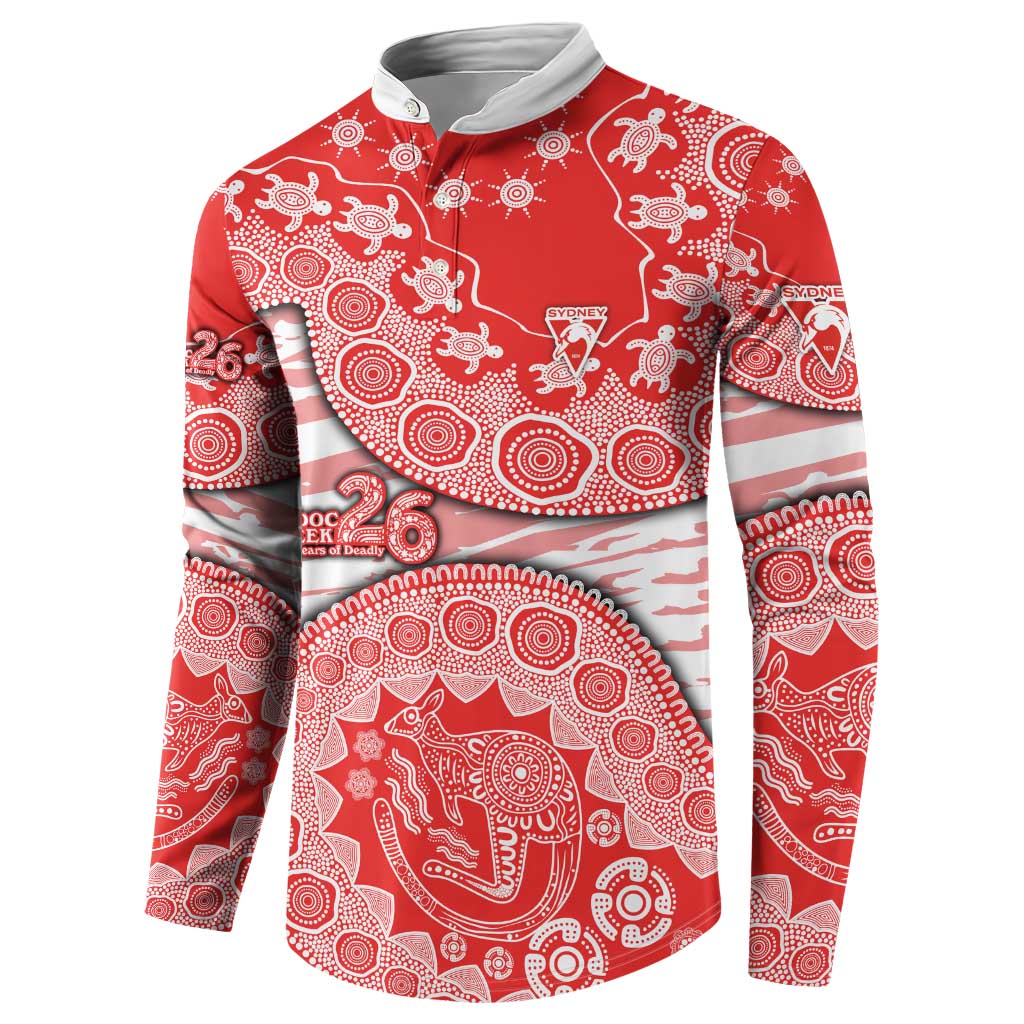 Sydney Swans NAIDOC Week 2026 Button Sweatshirt Australian Aboriginal Dot Art Dreamtime Pattern Style
