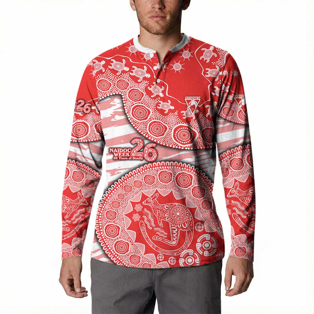 Sydney Swans NAIDOC Week 2026 Button Sweatshirt Australian Aboriginal Dot Art Dreamtime Pattern Style