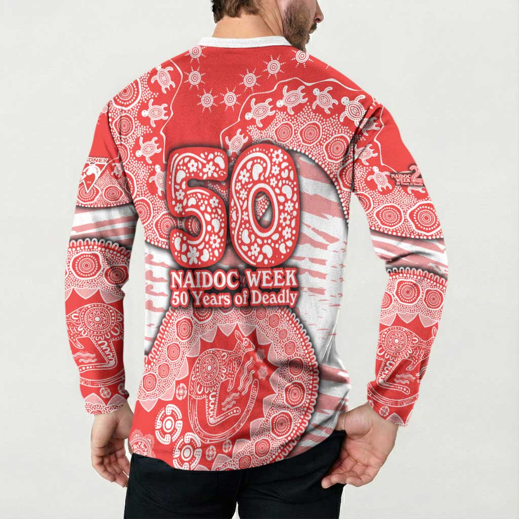 Sydney Swans NAIDOC Week 2026 Button Sweatshirt Australian Aboriginal Dot Art Dreamtime Pattern Style