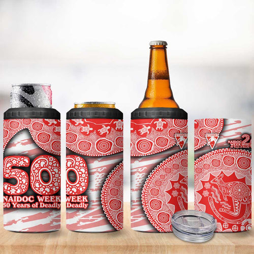 Sydney Swans NAIDOC Week 2026 4 in 1 Can Cooler Tumbler Australian Aboriginal Dot Art Dreamtime Pattern Style