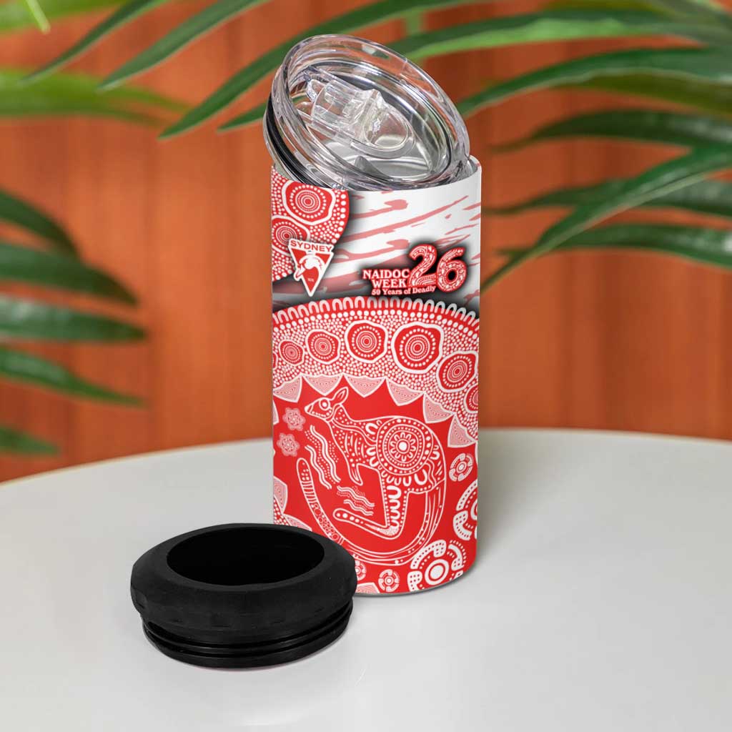 Sydney Swans NAIDOC Week 2026 4 in 1 Can Cooler Tumbler Australian Aboriginal Dot Art Dreamtime Pattern Style