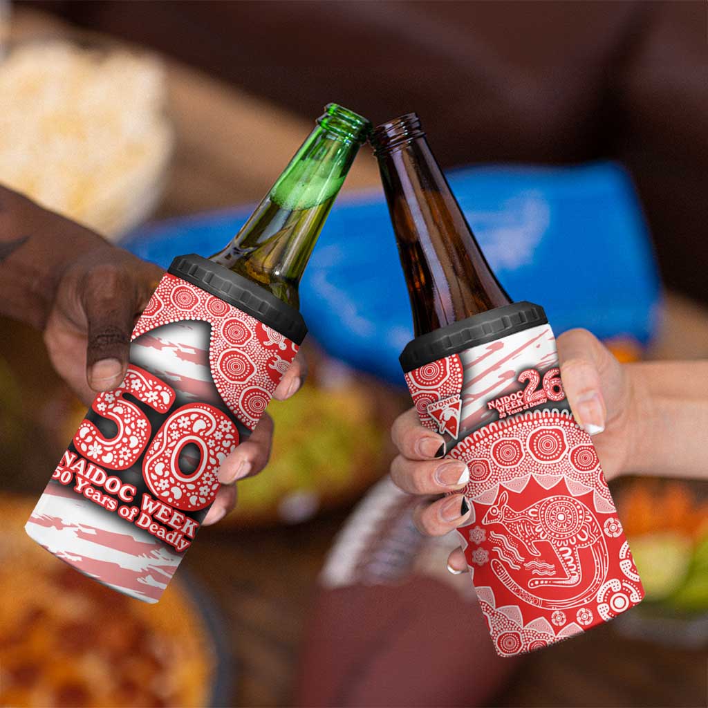 Sydney Swans NAIDOC Week 2026 4 in 1 Can Cooler Tumbler Australian Aboriginal Dot Art Dreamtime Pattern Style